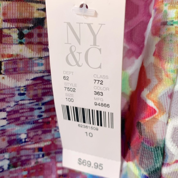 New York & Co. Watercolor Honeycomb Art To Wear Fit & Flare Dress Size 10 NWT - Picture 9 of 9